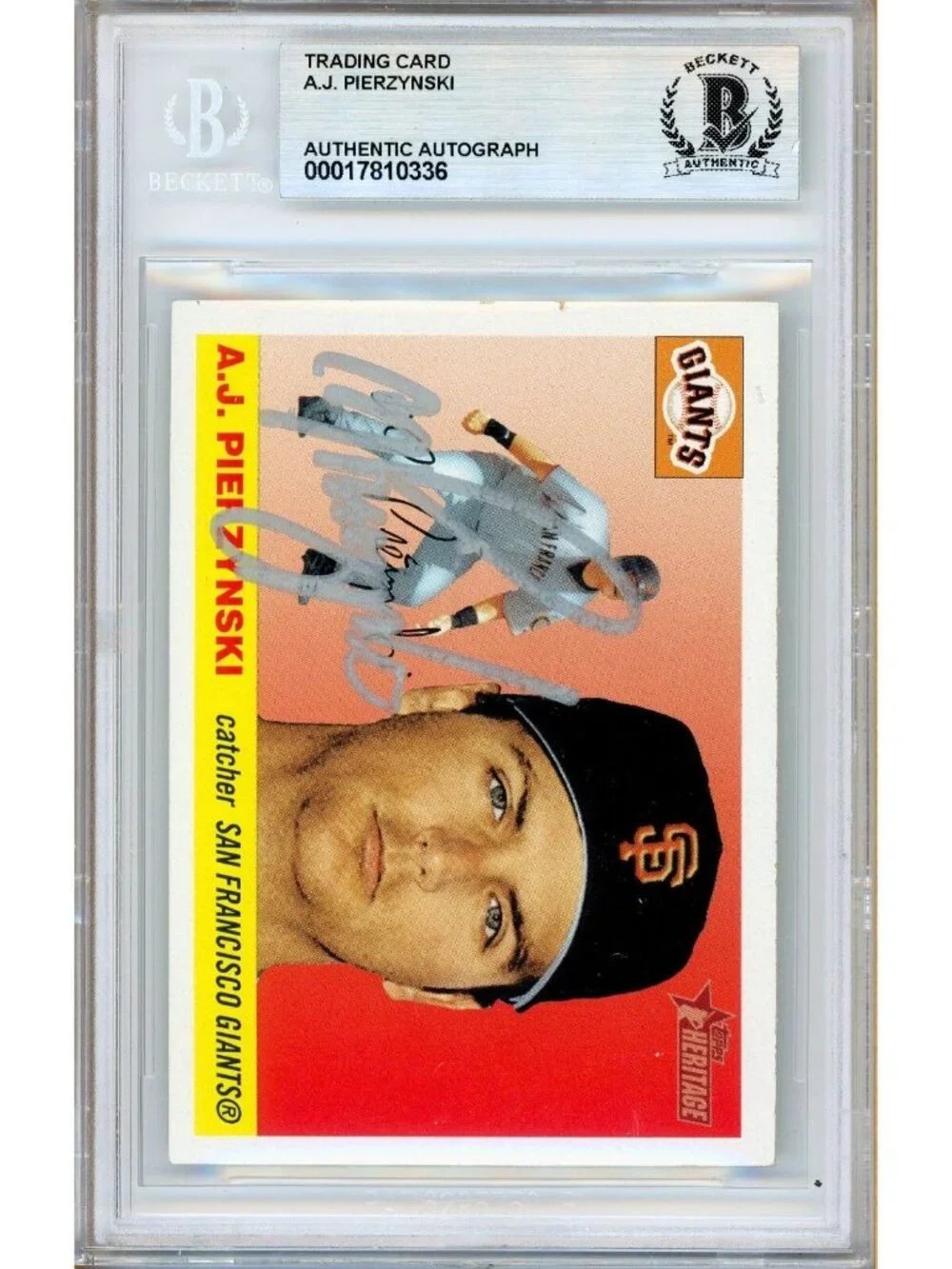 A.J. Pierzynski Signed 2004 Topps Heritage #253 Giants Card BAS Slab Auto